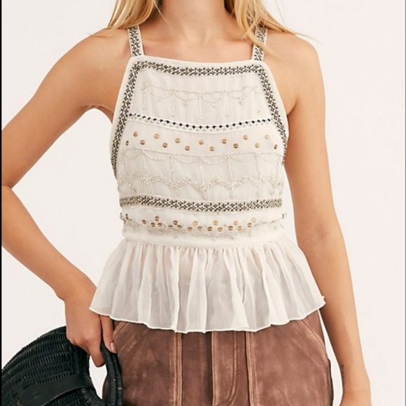 Free People | Camille Embellished Peplum Cami NEW - Picture 1 of 16